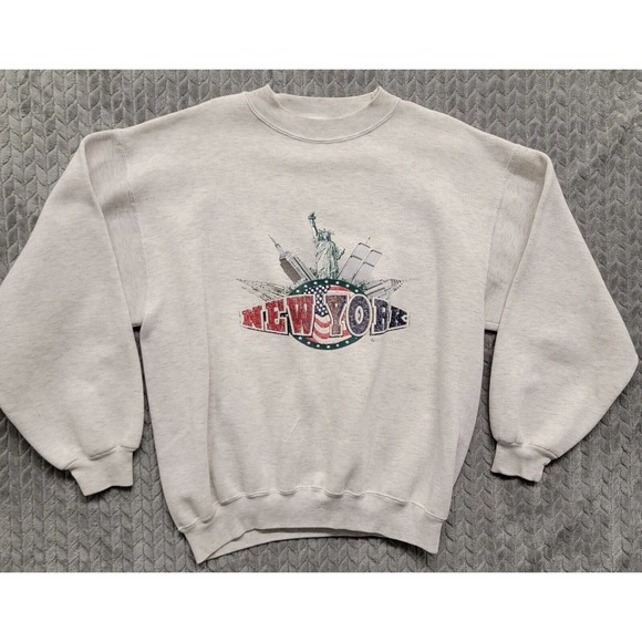 Vtg 90s New York City NY Landmarks‎ Twin Towers Crewneck Sweatshirt Sz XL - Picture 1 of 11